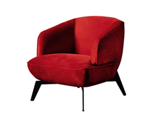 Mersin Accent Chair - red velvet- side view zoomed