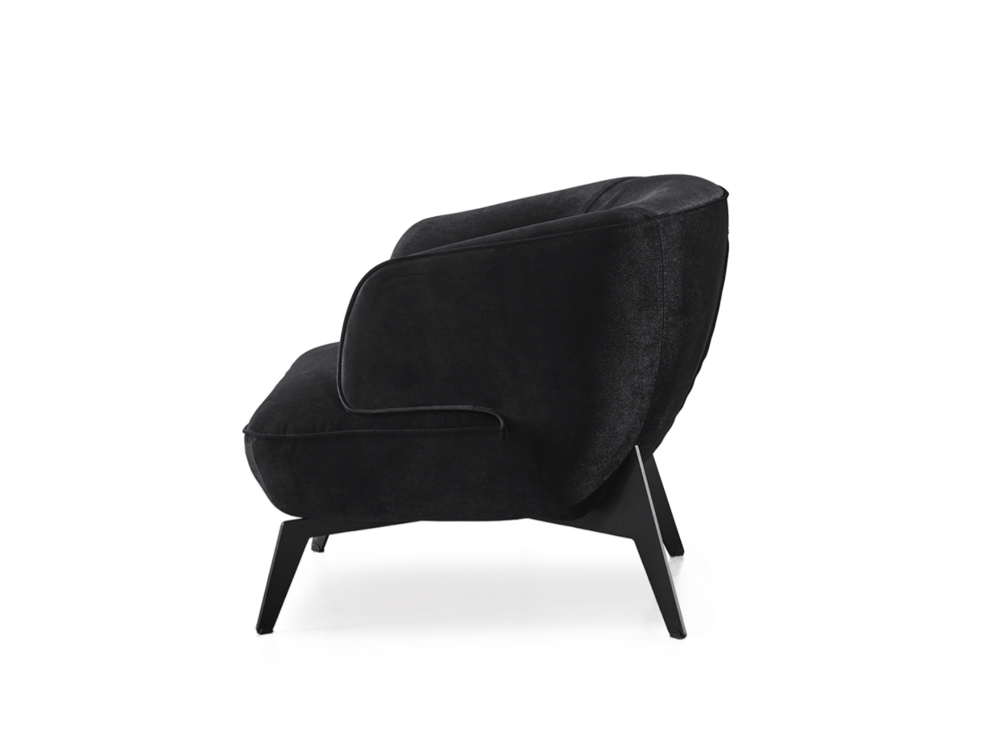 Mersin Accent Chair - black velvet - side view 