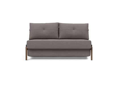 Cubed Full Size Sofa Bed With Dark Wood Legs - front view