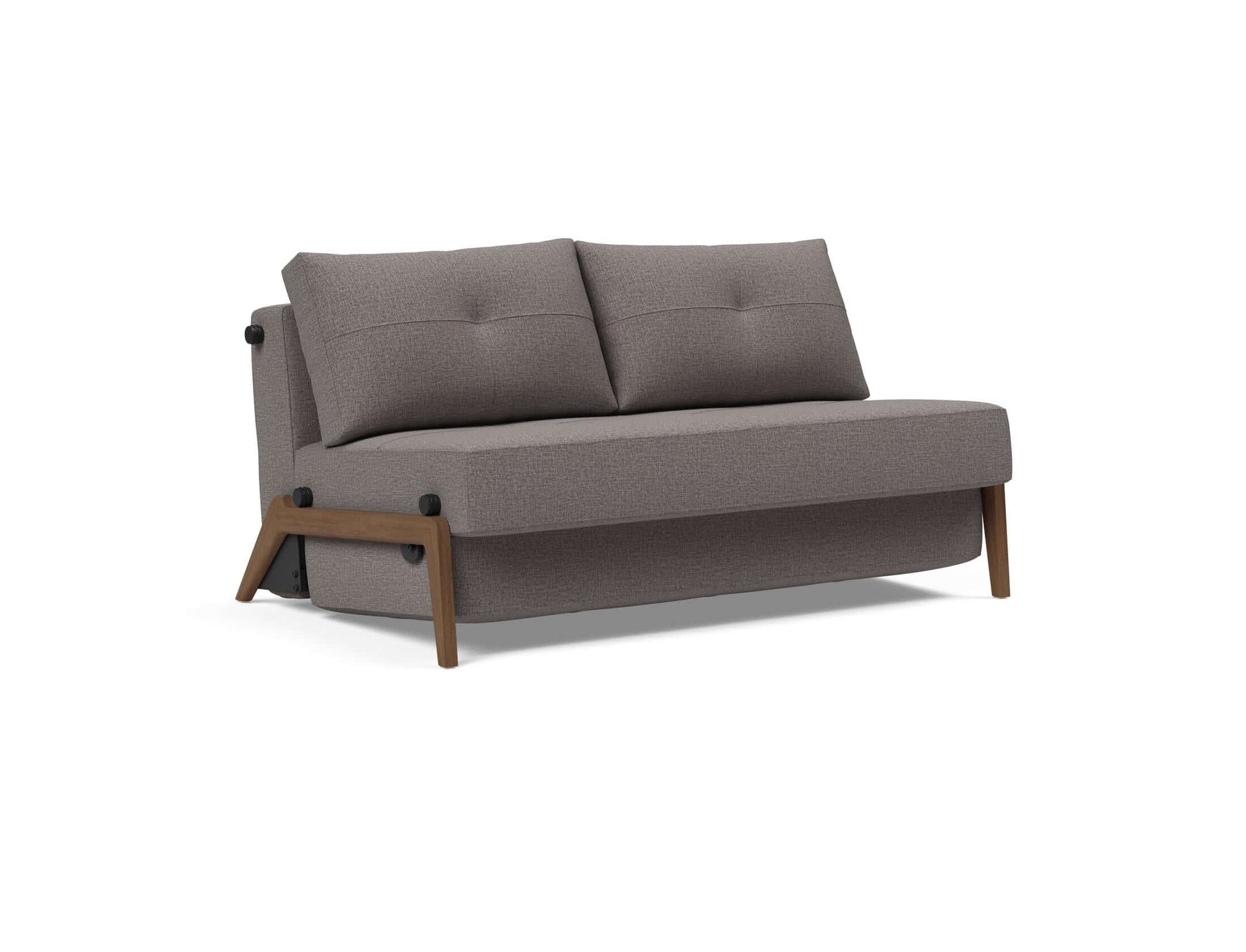 Cubed Full Size Sofa Bed With Dark Wood Legs - side view