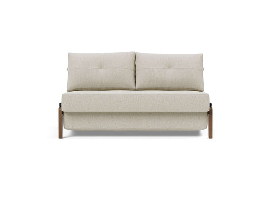 Cubed Full Size Sofa Bed With Dark Wood Legs - front view