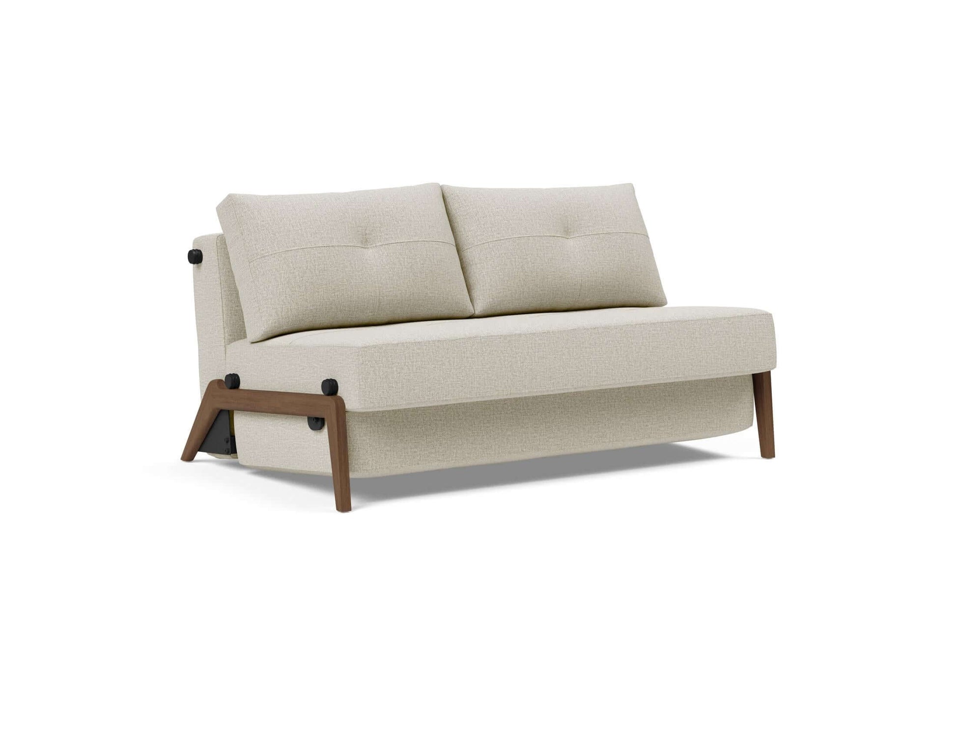 Cubed Full Size Sofa Bed With Dark Wood Legs - side view 