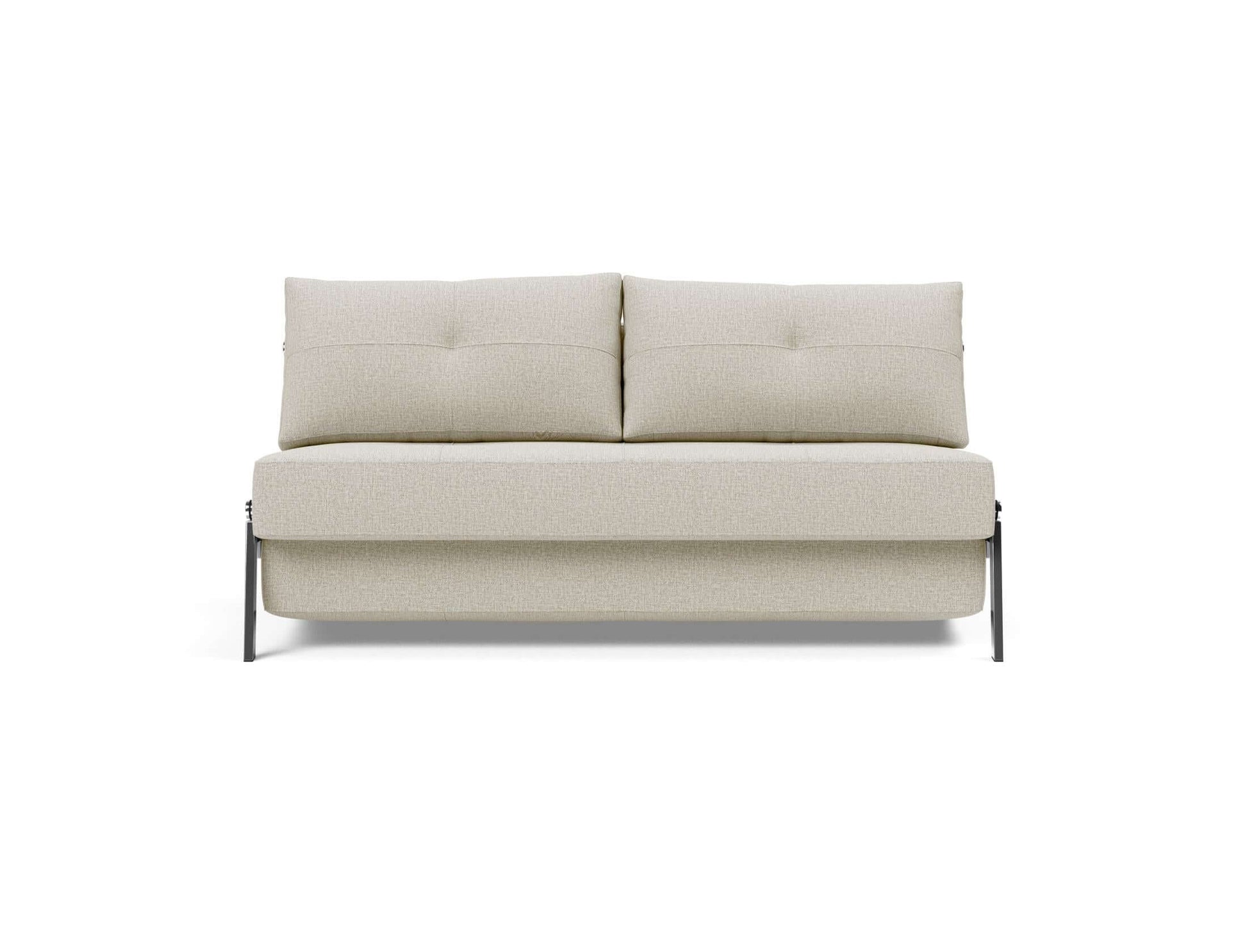 Cubed Queen Size Sofa Bed With Chrome Legs - front view 