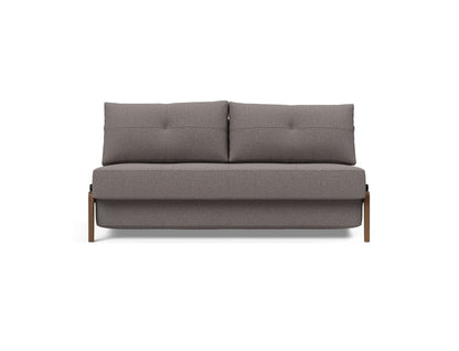 Cubed Queen Size Sofa Bed With Dark Wood Legs - front view