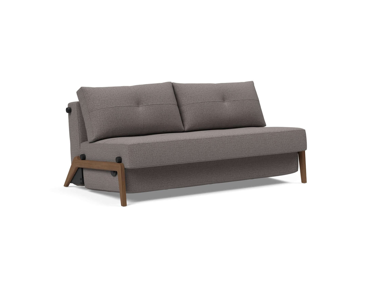 Cubed Queen Size Sofa Bed With Dark Wood Legs - side view 