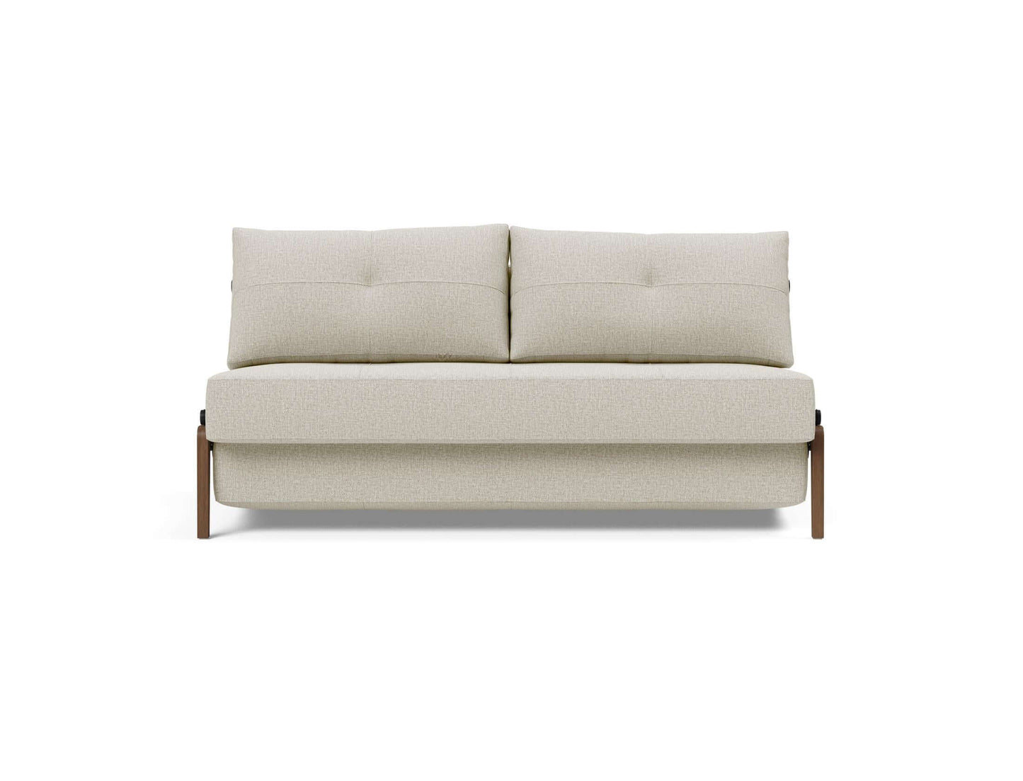 Cubed Queen Size Sofa Bed With Dark Wood Legs - front view