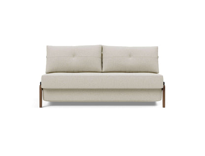 Cubed Queen Size Sofa Bed With Dark Wood Legs - front view