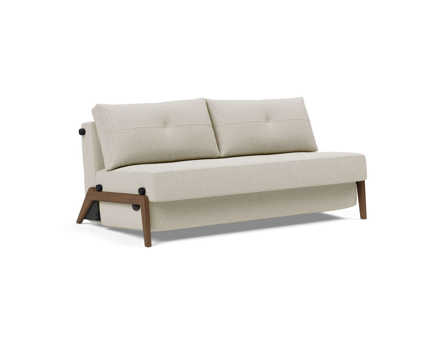 Cubed Queen Size Sofa Bed With Dark Wood Legs - side view